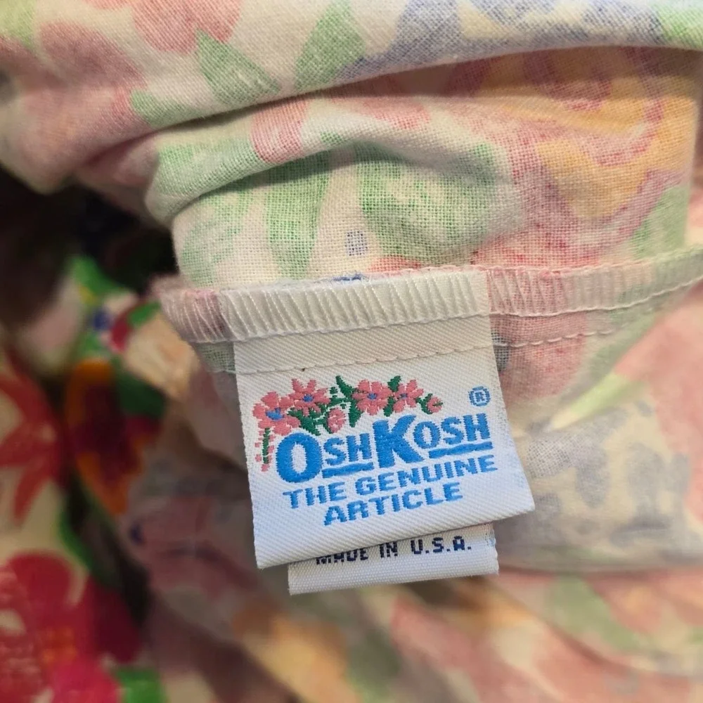 Vintage OshKosh B'Gosh Dress Floral Jumper Dress & Top Girls 5 Excellent